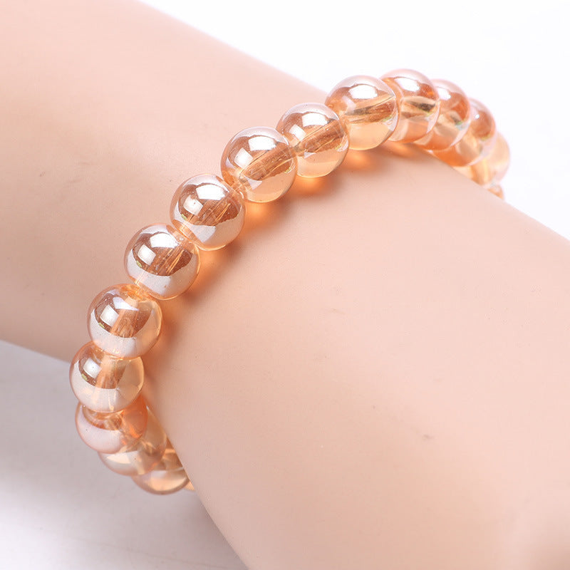 Scratch Glass Beads Champagne Imitation Crystal Bracelets