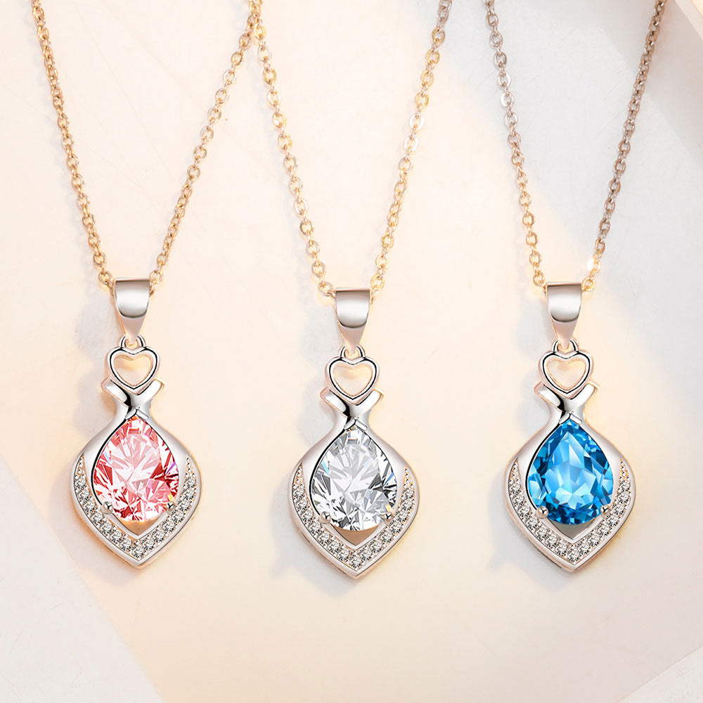 Micro Inlaid Zircon Water Drop Heart-shaped Pendants