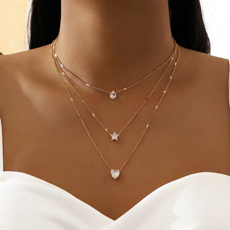 Fashion Simple Five-pointed Star Heart Water Necklaces