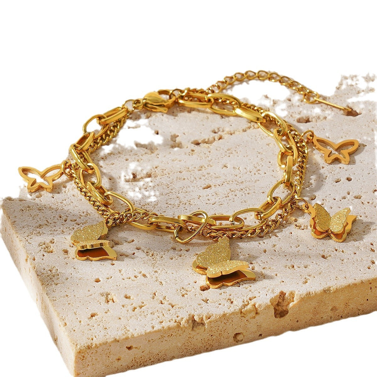 Korean Simple Personalized Titanium Steel Golden Butterfly Bracelets