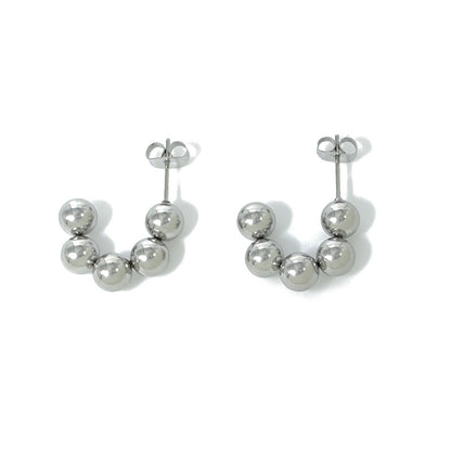 Titanium Steel Ornament Stitching Ball Unique Ear Do Earrings