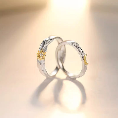 Sier Sun Moon Couple Pair Of Rings