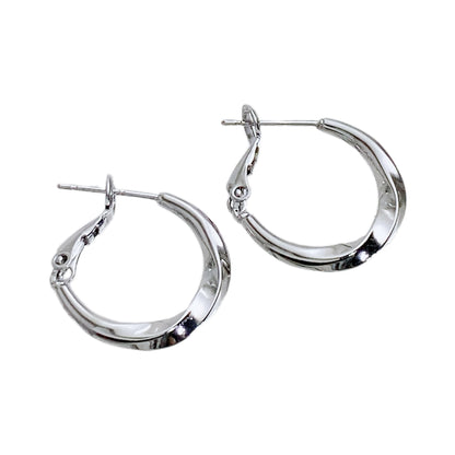 Women's Bossa Rose Twisted Hoop Sier Needle Earrings