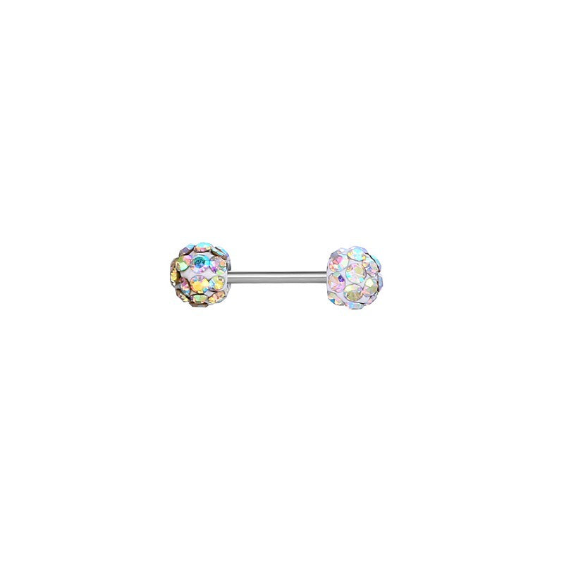 Full Diamond Dumbbell Fully Jeweled Ball Earrings