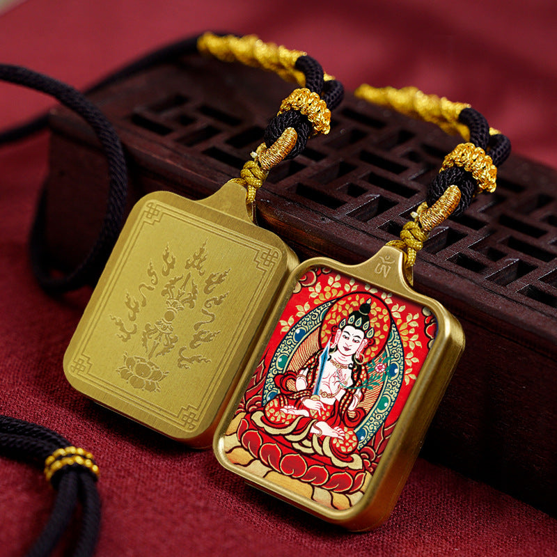 Women's & Men's Statue Of The Buddha Carry-on Yellow Wealth Bodhisattva Pendants