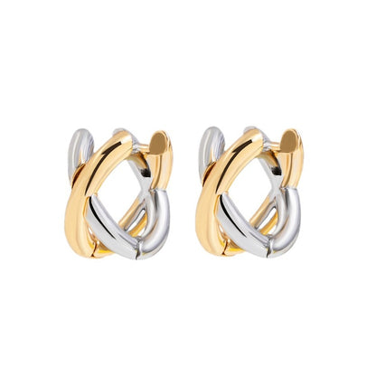 Circle Simple Elegant Gold Sier Two-color Earrings