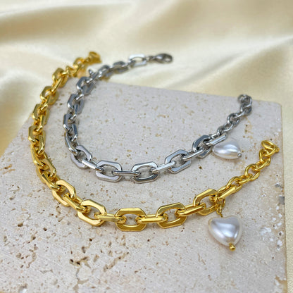 Women's Steel Style Personalized Simple Love Pearl Bracelets