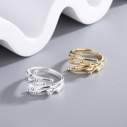 Korean Branch Minimalist Design Wind Geometric Rings