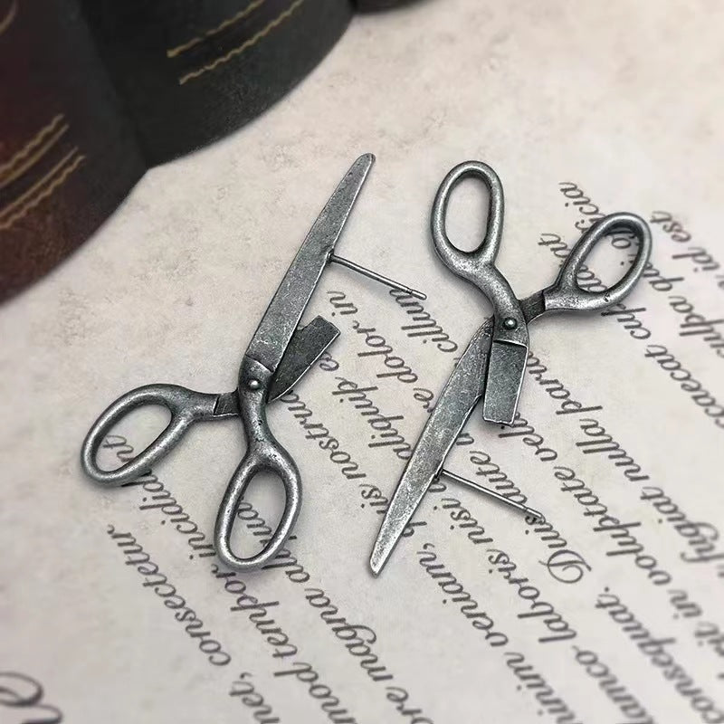 Women's Coffee Yi Fashion Creative Retro Scissors High Earrings