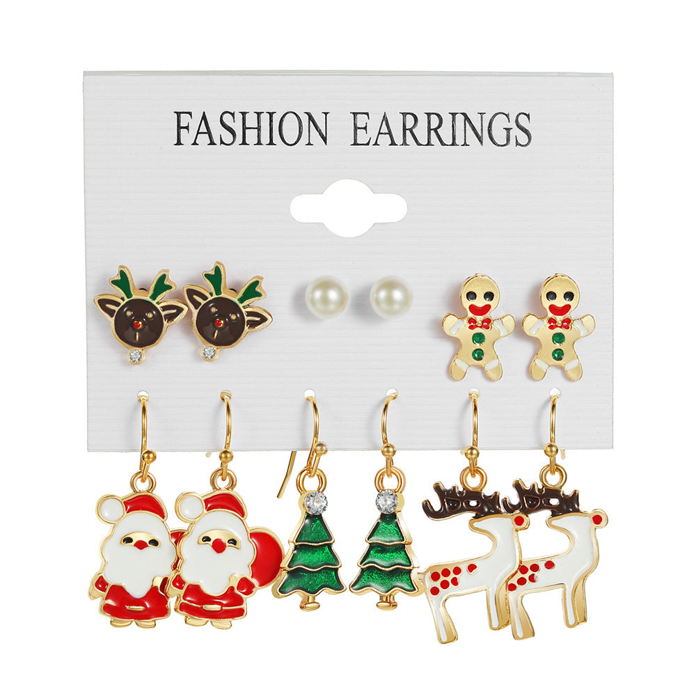 Dripping Oil Christmas Suit Female Bell Earrings