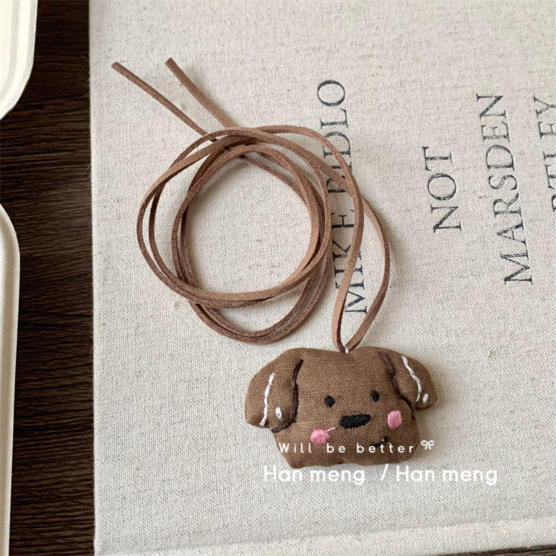 Sweet Cute Fabric Love Animal Brown Female High Sense Necklaces