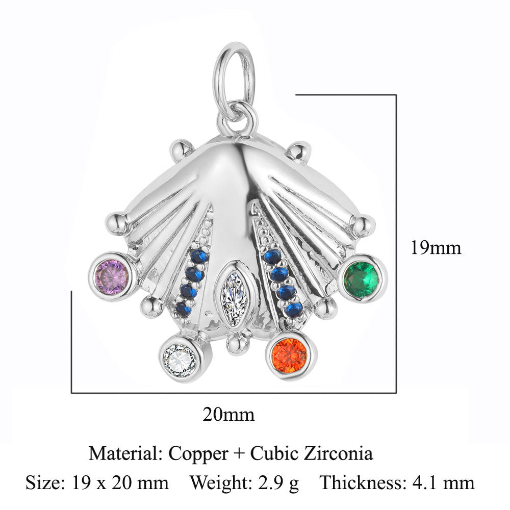 Wings Tower Copper Zircon Shell Pin Pendants