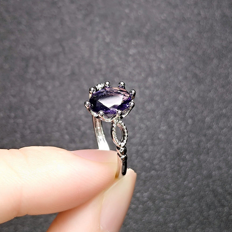 Gems White Gold Plated Purple Gemstone Rings