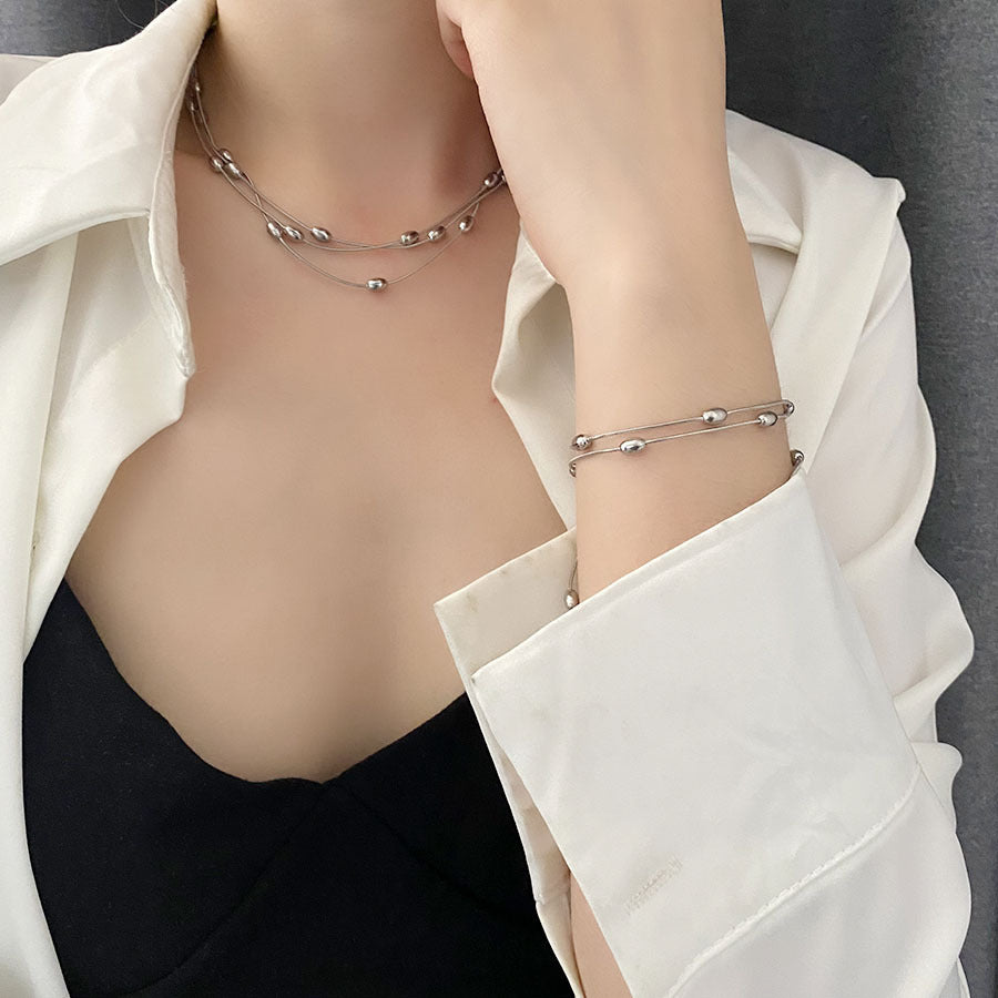 Women's Double Layer Cuban Link Chain Like Flat Necklaces