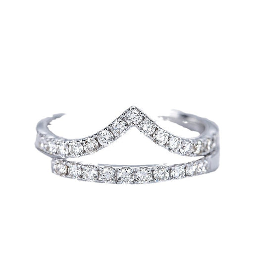 V-shaped Simulation Moissanite Diamond Stackable One-word Row Rings