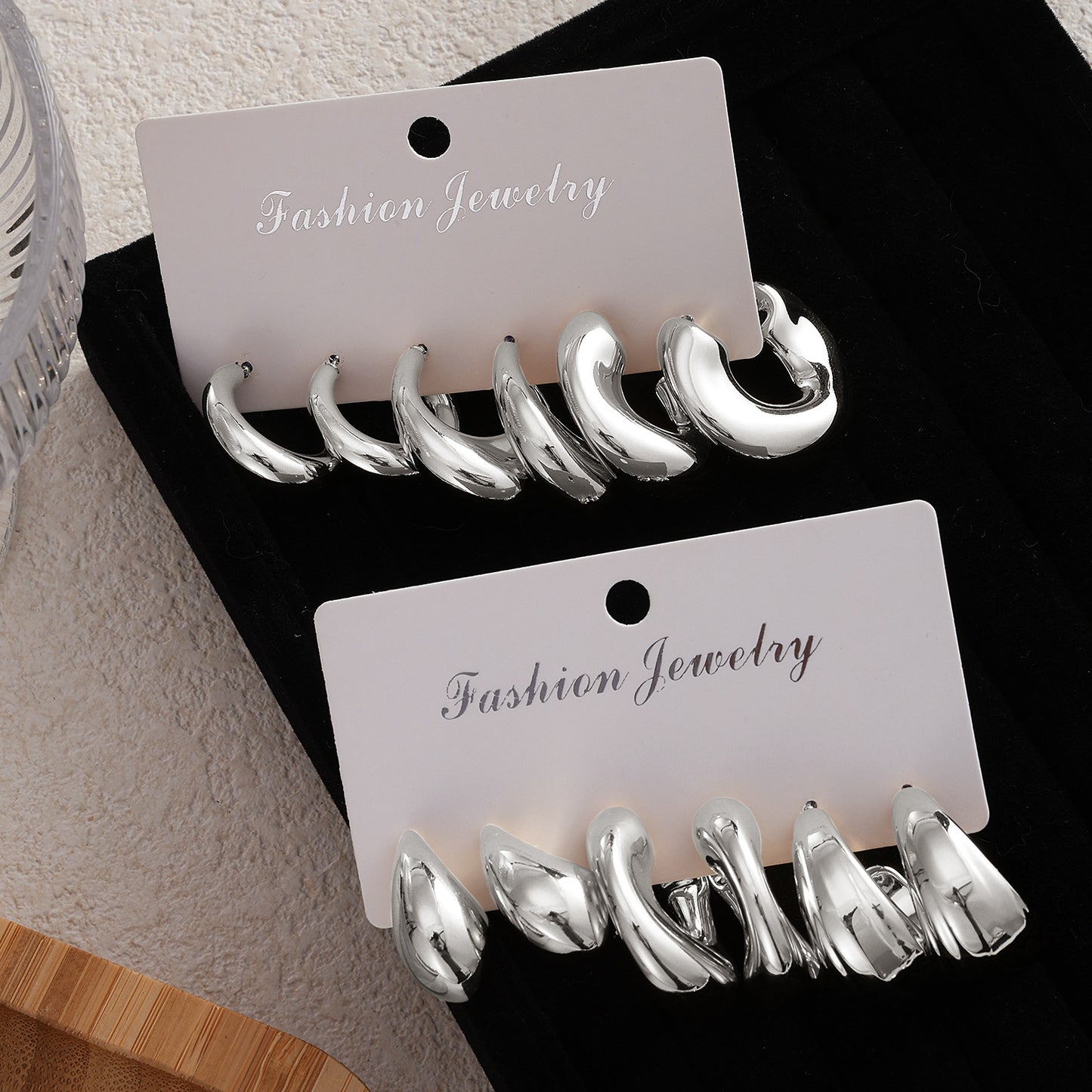 Golden Personality Water Drop Creative Complex Earrings