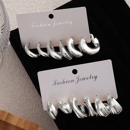 Golden Personality Water Drop Creative Complex Earrings