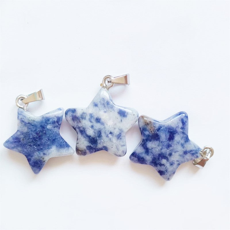 Natural Crystal Pentagram Star Moon Ornament Pendants