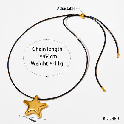 Rope Stainless Steel Simple Style Fashion Exaggerated Hollow Five-pointed Necklaces