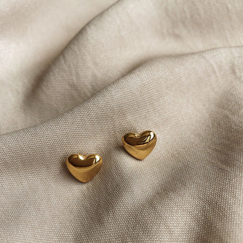 Gold Love Heart Female Niche High Earrings