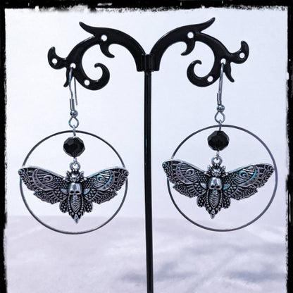 New Gothic Sier Skull Moth Stylish Earrings