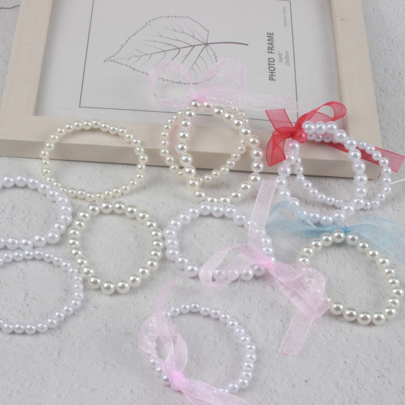 Children's Imitation Pearl Plastic Stringed Pearls Acrylic Handmade Bracelets