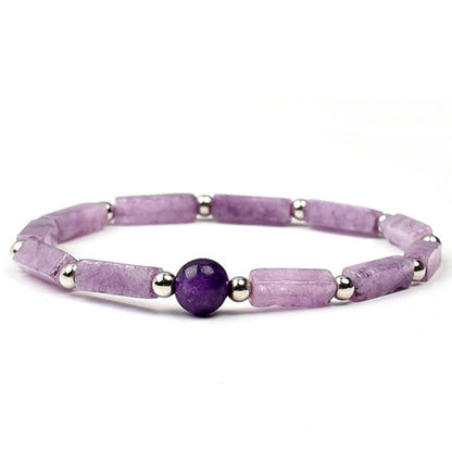 Women's Amethyst Rectangular Bar Beads Simple Fashion Charm Bracelets