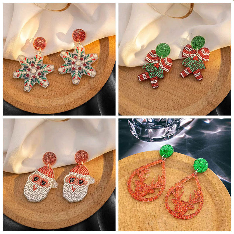 Christmas Cute Tree Snowflake Female Fashion Earrings