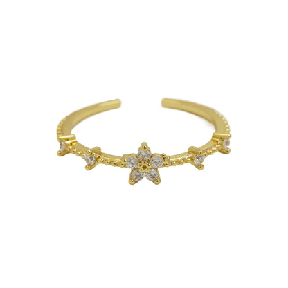 Women's Color Zirconium December Birthday Stone Little Flower Rings
