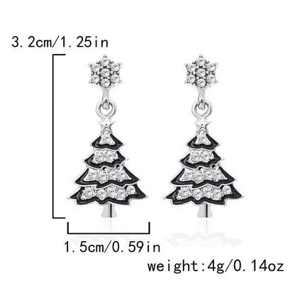 Christmas Tree Hat Santa Claus Asymmetric Earrings