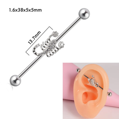 Steel Straight Bar Barbell Simulated Snakes Flower Wings Piercing Rings