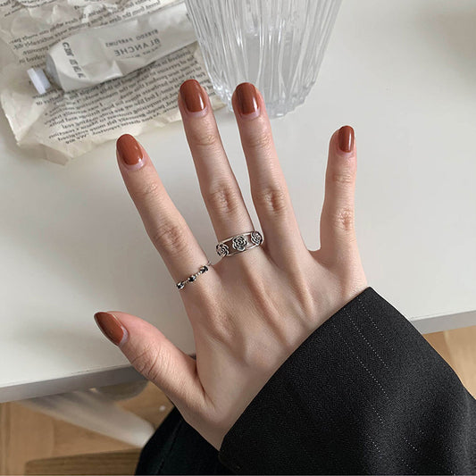 Style Retro Rose Flower Open Female Niche Unique Personality Rings