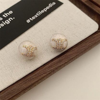 Retro Micro Inlaid Zircon Letter Round Earrings