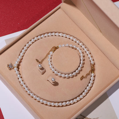 Women's Pearl Three-piece Set Ornament Mother's Day Necklaces