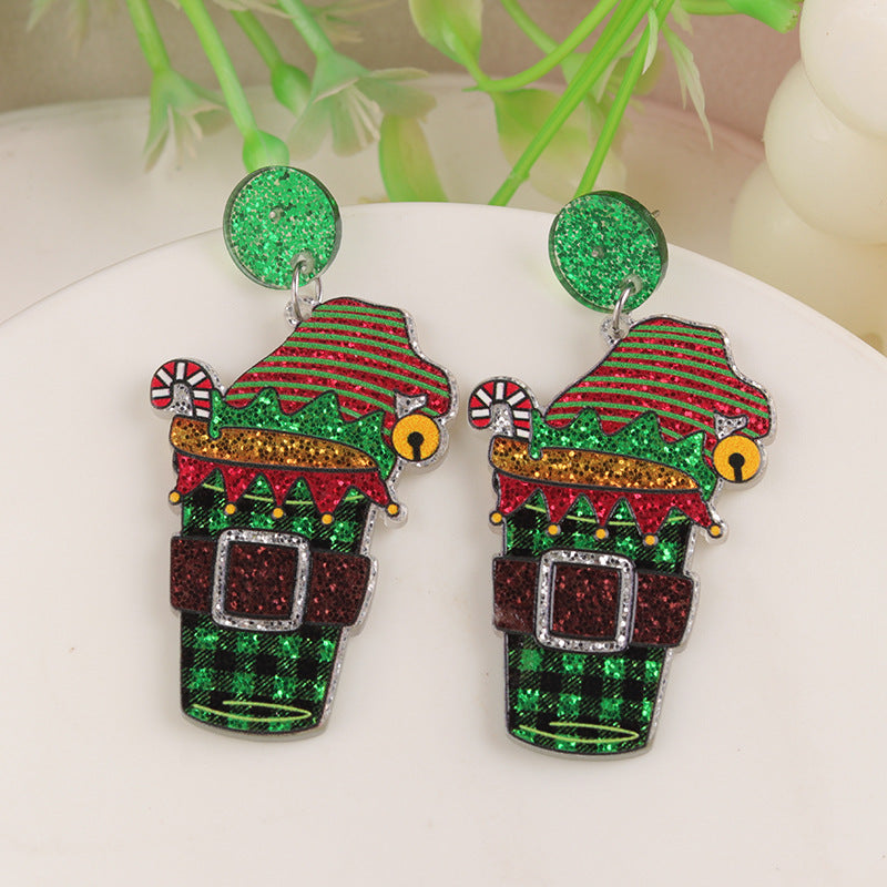 Creative Christmas Series Elk Acrylic Exaggerated Earrings