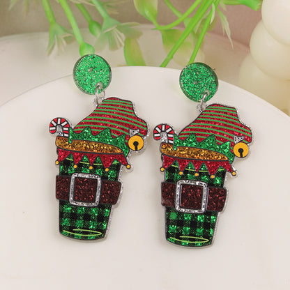 Creative Christmas Series Elk Acrylic Exaggerated Earrings