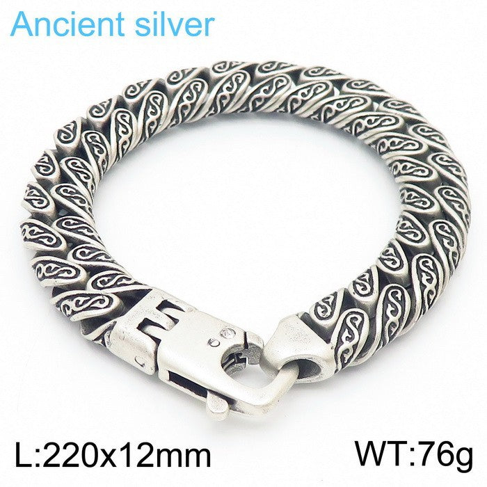 Men's Personalized Titanium Steel Buckle Pattern Fashion Bracelets