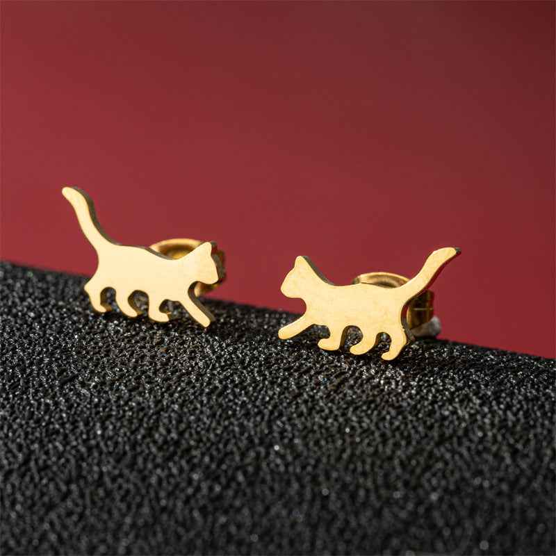 Fashion Small Ear Female Cute Stainless Steel Animal Pet Earrings