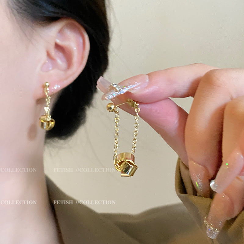 Light Luxury Minority Bow Zircon Pearl Elegant Earrings