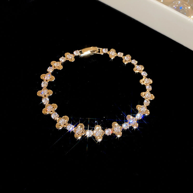 Women's High-grade Light Luxury Zircon Flower Fashion Chinese Valentine's Bracelets