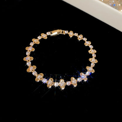 Women's High-grade Light Luxury Zircon Flower Fashion Chinese Valentine's Bracelets