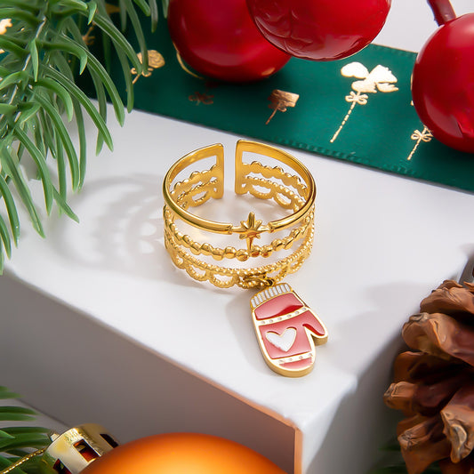 Stainless Steel Drip Female Niche Santa Claus Gift Rings