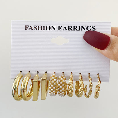 Female Creative Geometric Ear Suit Piece Earrings