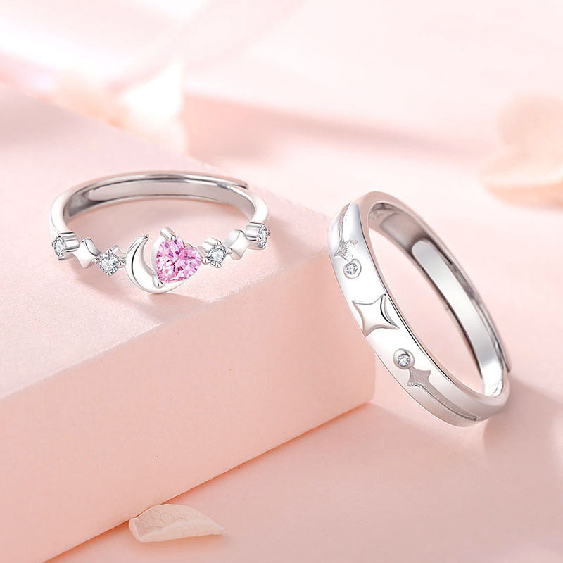 Couple Sterling Sier Simple Loving Heart Rings