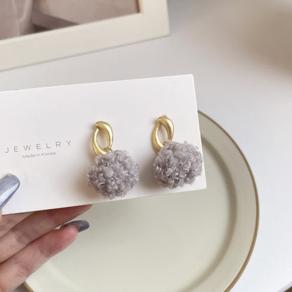 Graceful Cute Wool Ball Ear Female Lamb Earrings