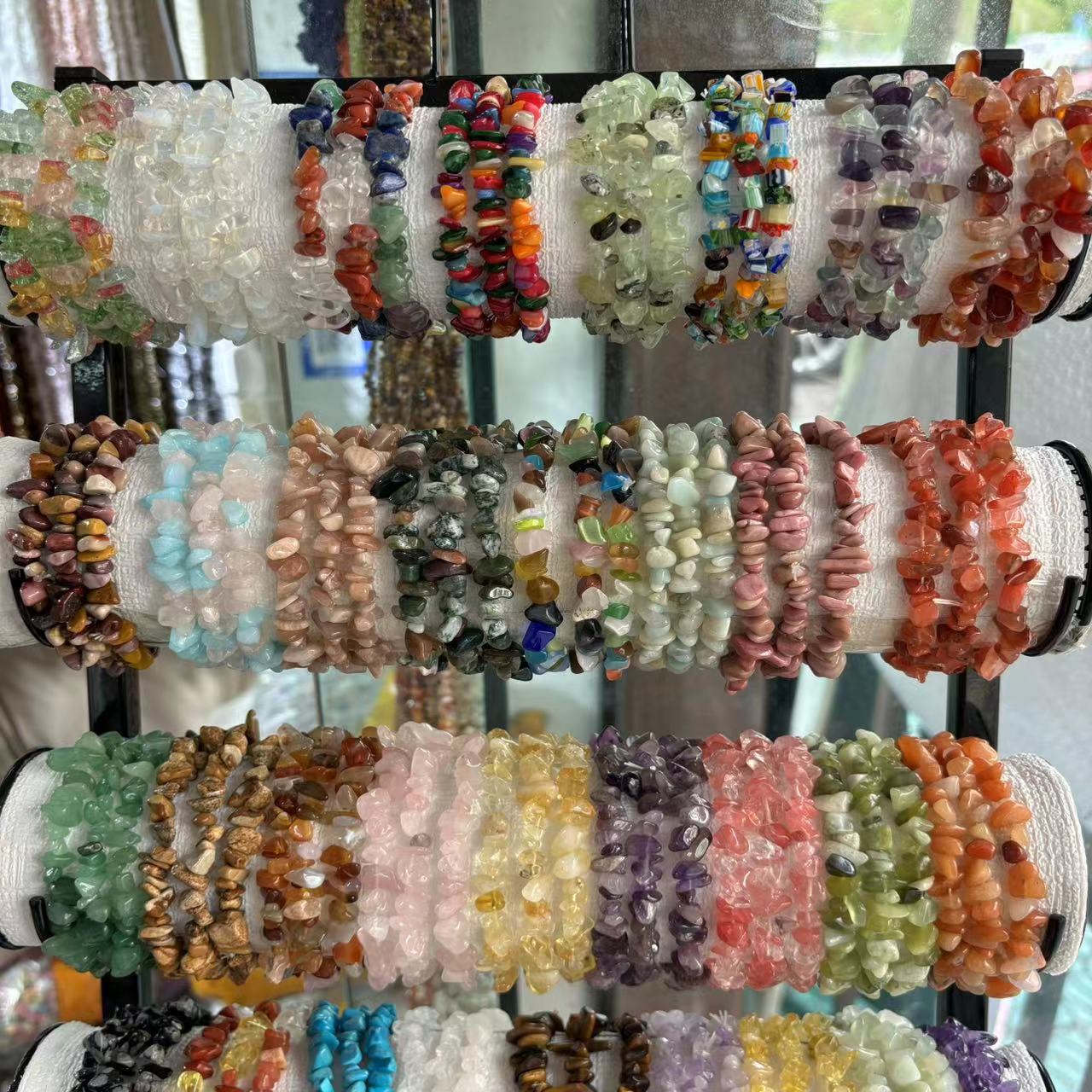 Natural Gravel Amethyst Elastic String Stretchable Bracelets