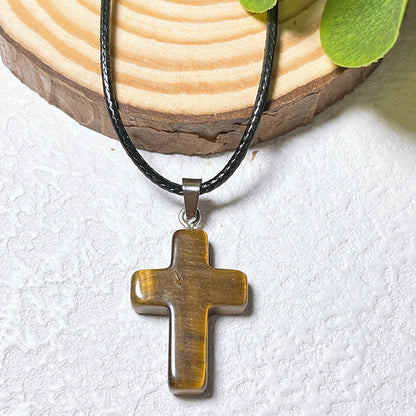 Crystal Cross Fashion Ornament Accessories Leather Rope Pendants