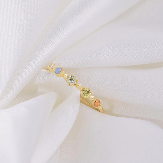 Summer Multicolor Color Zirconium Sterling Sier Rings