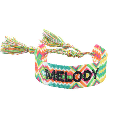 Women's & Men's Couple Letter Embroidery Wrist Strap Tassel Bracelets