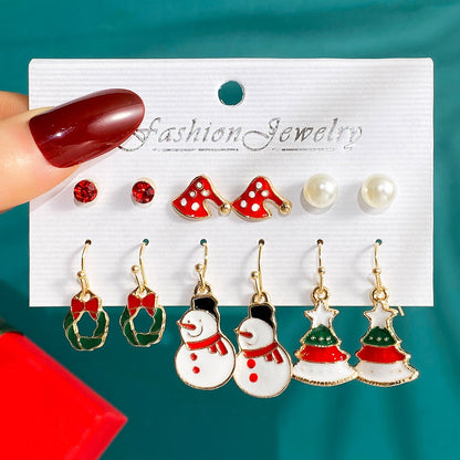 Women's Oil Santa Claus Tree Elk Suit World Party Earrings